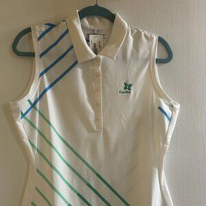 NEW WITH TAGS - Beautiful white golf shirt with touch of green and blue